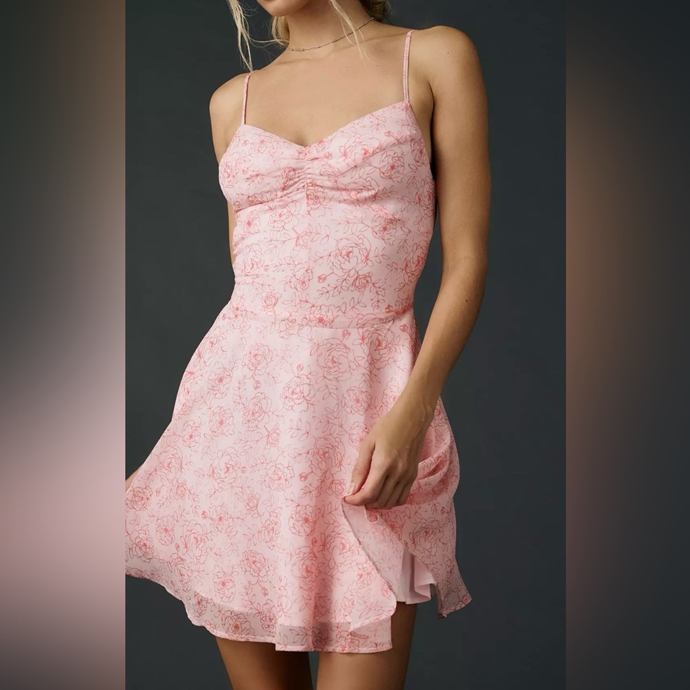 Urban Outfitters Over The Horizon Fit-And-Flare Chiffon Mini Dress